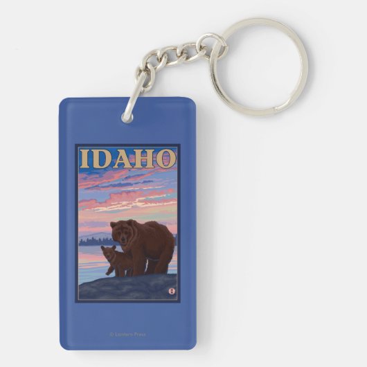 Beer- en CubIdahoVintage-reisposter Sleutelhanger (achterkant)