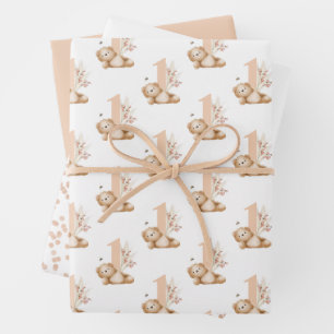 Beer en de eerste verjaardag van de bijen inpakpapier vel