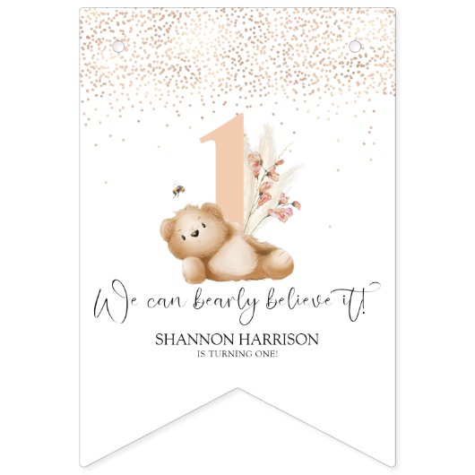 Beer en de eerste verjaardag van de bijen vlaggetjes (Eerste vlag)