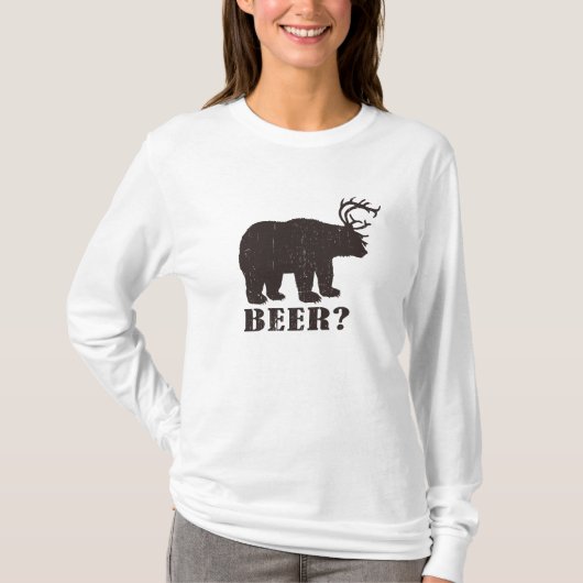 Beer en Deer = Beer? Drink T-shirt voor nek (Voorkant)