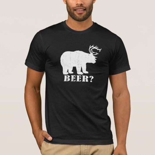 Beer en Deer = Beer? Drink T-shirt voor nek (Voorkant)