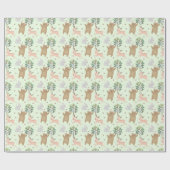 Beer en deer in het bospatroon cadeaupapier (Vlak)