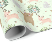 Beer en deer in het bospatroon cadeaupapier (Rol Hoek)