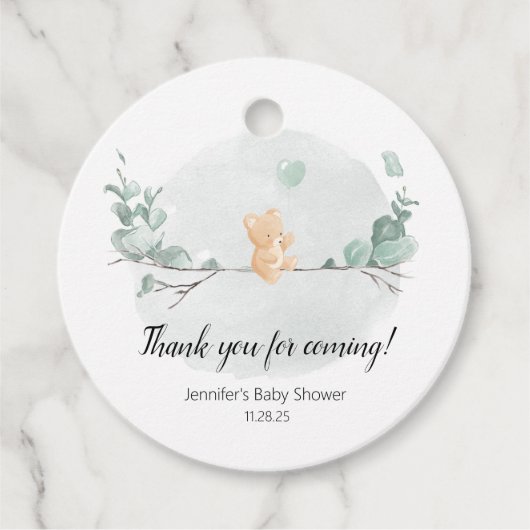 Beer en eucalyptus baby shower bedankjes labels (Voorkant)