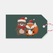 Beer en Fox Christmas Gift Label Cadeaulabel (Voorkant (Horizontaal))