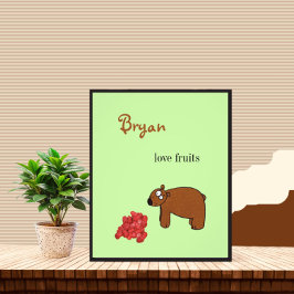 Beer en frambozen foto afdruk