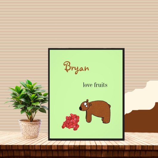 Beer en frambozen foto afdruk