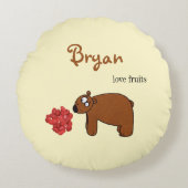 Beer en frambozen rond kussen (Voorkant)