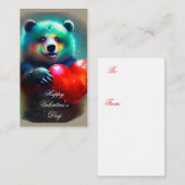 Beer en hart kinder valentijn glimlachen notitiekaartje (Voorkant / Achterkant)