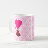 Beer- en hartballonnen op roze vocht koffiemok (Voorkant links)