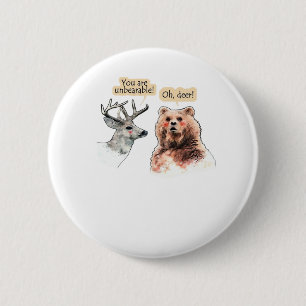 Beer En Herten Gesprek Grappig Wilde Dieren Design Ronde Button 5,7 Cm