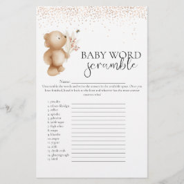 Beer en het Baby shower 'Word Scramble'-spel