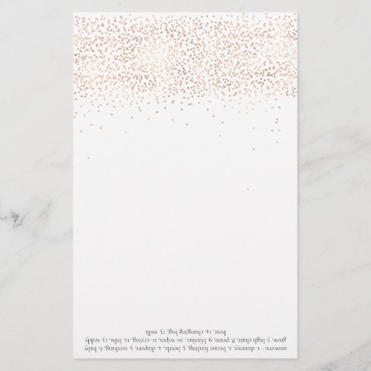 Beer en het Baby shower 'Word Scramble'-spel (Achterkant)