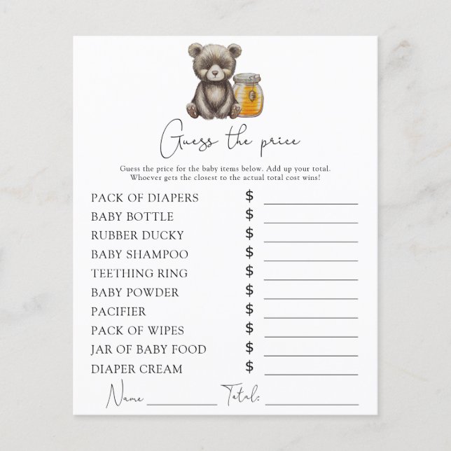 Beer en honing - Price Guess spel (Voorkant)