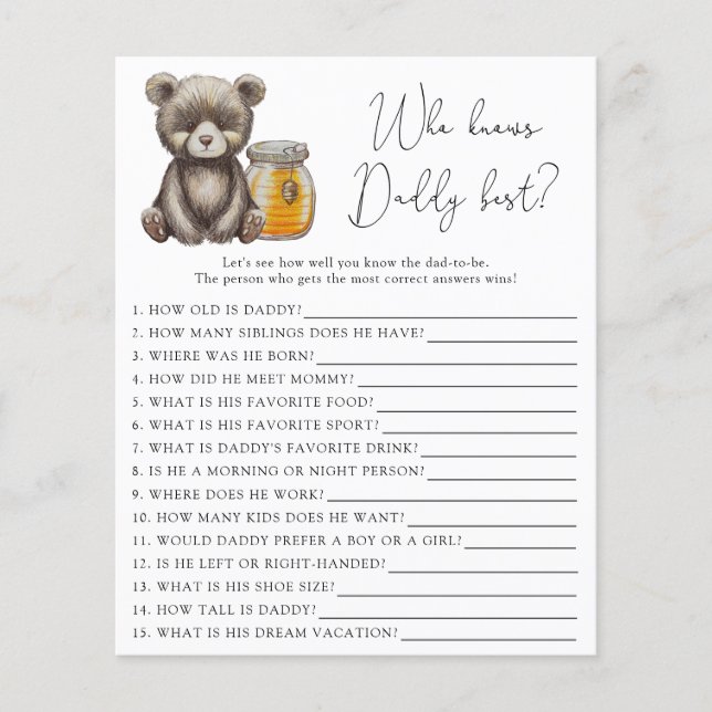 Beer en honing - Wie kent papa het beste (Voorkant)