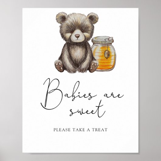 Beer en honingpot - baby's zijn lief poster (Voorkant)