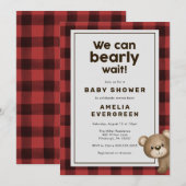 Beer en houthakker Flanel Baby shower Kaart (Voorkant / Achterkant)