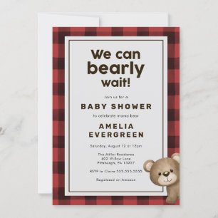 Beer en houthakker Flanel Baby shower Kaart