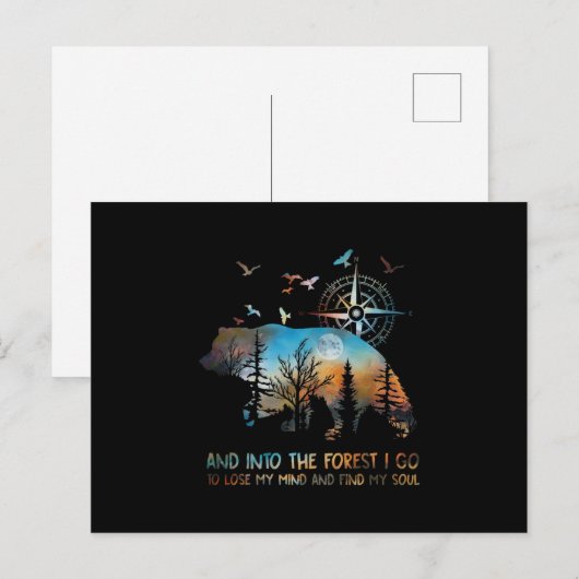 Beer en in het bos ga ik mijn geest verliezen en feestdagenkaart (Voorkant / Achterkant)