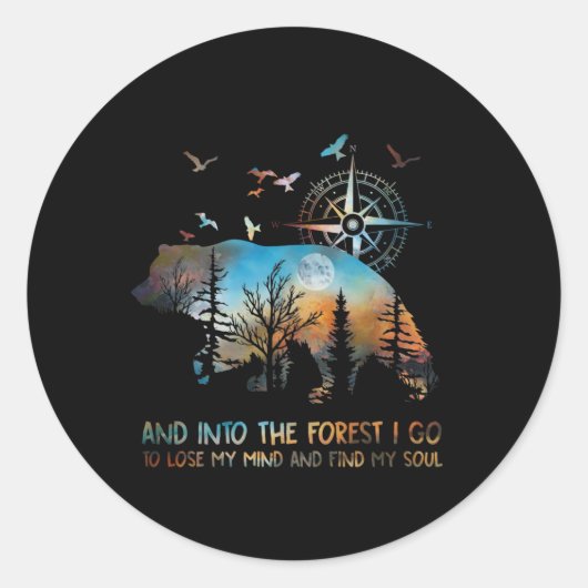 Beer en in het bos ga ik mijn geest verliezen en ronde sticker (Voorkant)