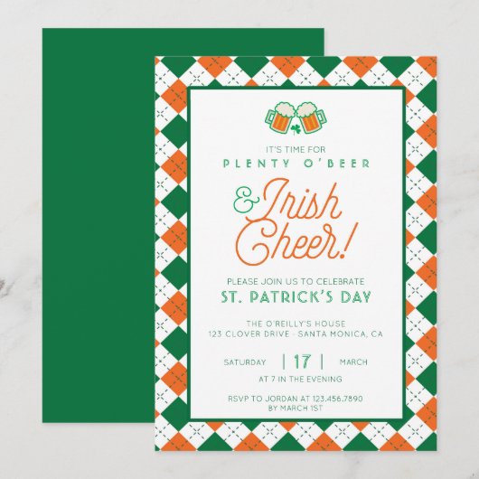 Beer en Irish Cheer Pset St Patrick's Day Kaart (Voorkant / Achterkant)