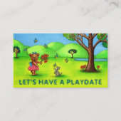 Beer en Kat afspeeldatum afspeelkaart bevestigen Visitekaartje (Voorkant)