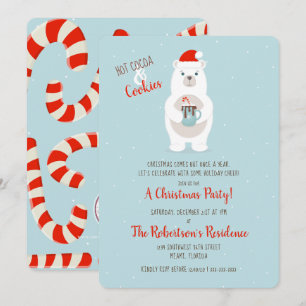 Beer en kerst met warme cacao kaart