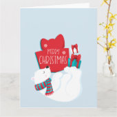 Beer en kerstmis van Cadeaus Kaart (Gele Bloem)