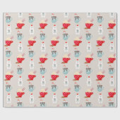 Beer en kerstpapier voor warme cacao cadeaupapier (Vlak)