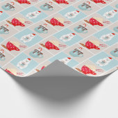 Beer en kerstpapier voor warme cacao cadeaupapier (Hoek)