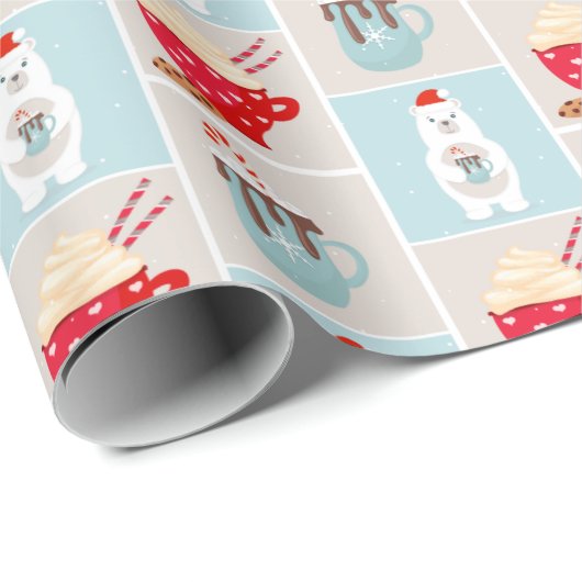 Beer en kerstpapier voor warme cacao cadeaupapier (Rol Hoek)