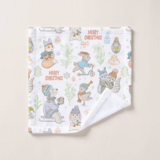 Beer en kerstpatronen bad handdoek (Wasdoekje)