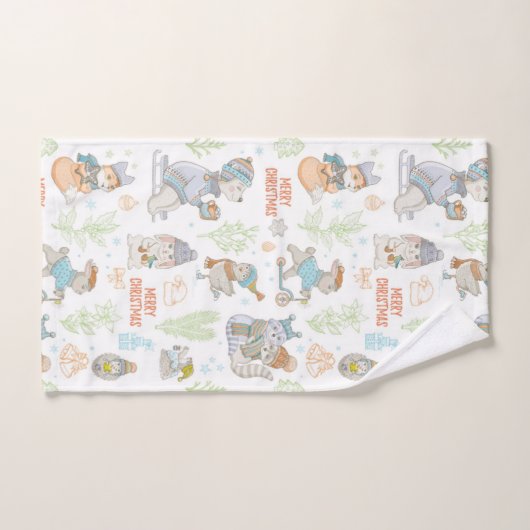 Beer en kerstpatronen bad handdoek (Handdoek)