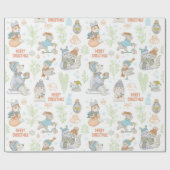 Beer en kerstpatronen cadeaupapier (Vlak)