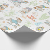 Beer en kerstpatronen cadeaupapier (Hoek)