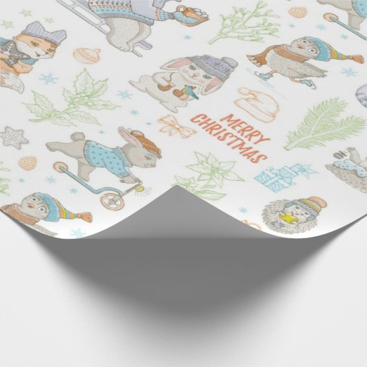 Beer en kerstpatronen cadeaupapier (Hoek)