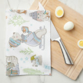 Beer en kerstpatronen theedoek (Quarter Fold)