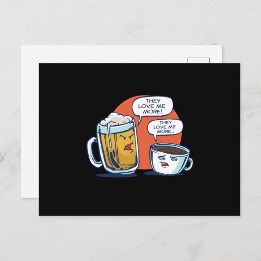 Beer en koffie Arguing Briefkaart (Voorkant / Achterkant)
