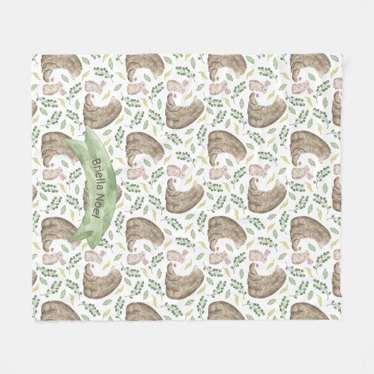 Beer en konijn (bos) fleece deken (Voorkant (Horizontaal))