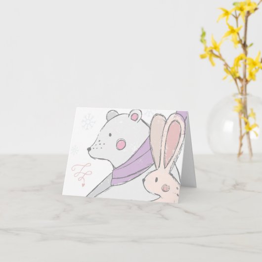 Beer en konijn in onze dromen kaart (Gele Bloem)