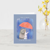 Beer en konijn onder paraplu Sweet Ik hou van je Kaart (Gele Bloem)