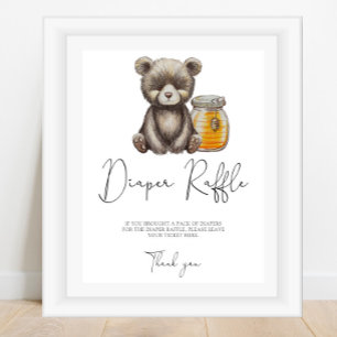 Beer en kruik honing - luierloterij poster