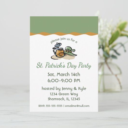 Beer en Leprechaun Kaart (Staand voorkant)