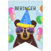 Beer en lion Cub Blue-Pink Persoonlijke naam Vlaggetjes (Eerste vlag)