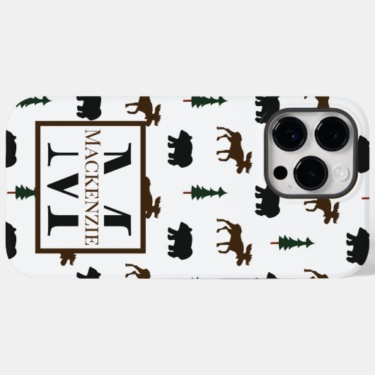 Beer en monogram Natuur Cabin Rustic Case-Mate iPhone Case (Achterkant (horizontaal))