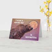 Beer en Moon Birthday Kaart (Gele Bloem)