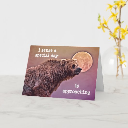 Beer en Moon Birthday Kaart (Gele Bloem)