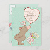 Beer en muis - Birthday - uitnodiging (Voorkant / Achterkant)