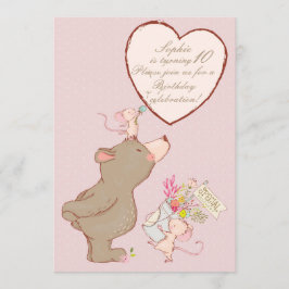 Beer en muis - Birthday - uitnodiging