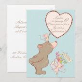 Beer en muis - Birthday - uitnodiging (Voorkant / Achterkant)